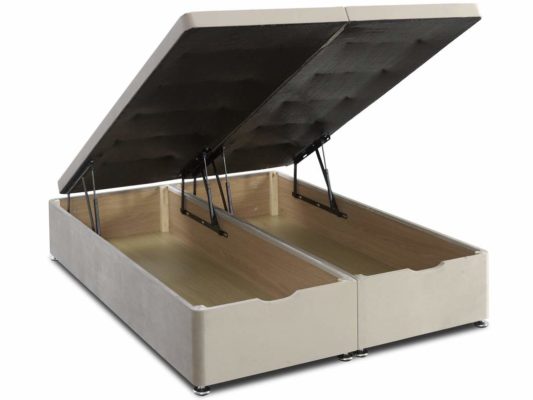 End Opening Ottoman Storage Divan Base in Soft Velvet Fabric